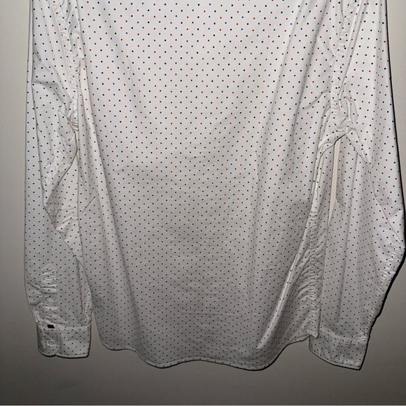 Scotch and Soda Men's Red, White, and Blue Polka Dot Oxford Dress Shirt - Picture 8 of 11